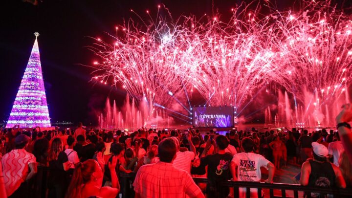 Inauguração da maior árvore flutuante do Brasil atrai milhares de pessoas para orla de Araçatiba