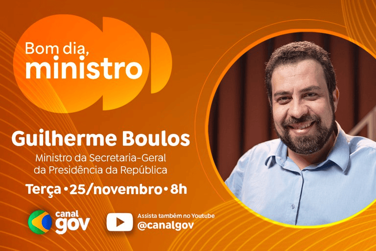 BOM DIA MINISTRO!!                               Guilherme Boulos apresenta Governo na Rua e ações para trabalhadores no “Bom Dia, Ministro” desta terça (25)