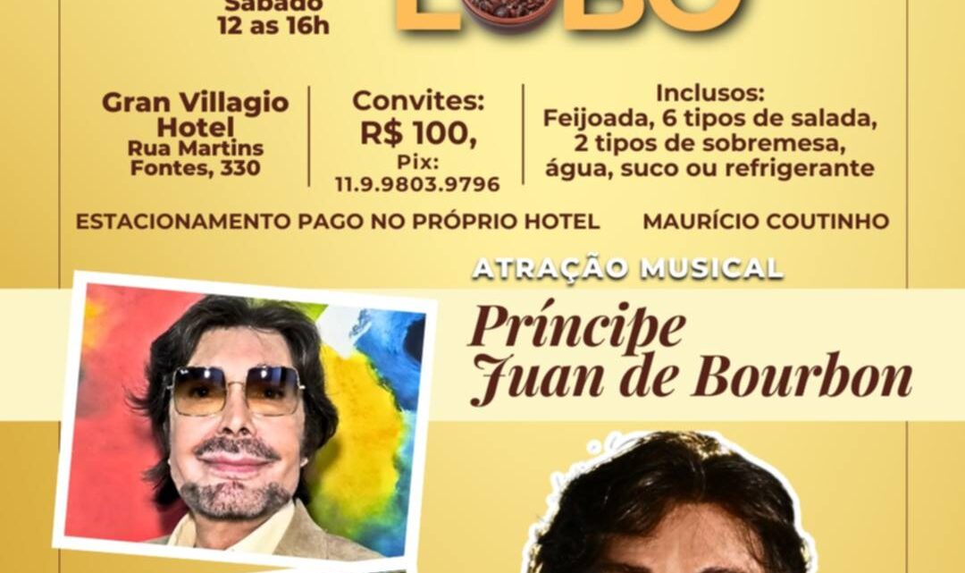 Cantor Príncipe Juan de Bourbon é atração musical na FEIJOADA DO LEÃO LOBO