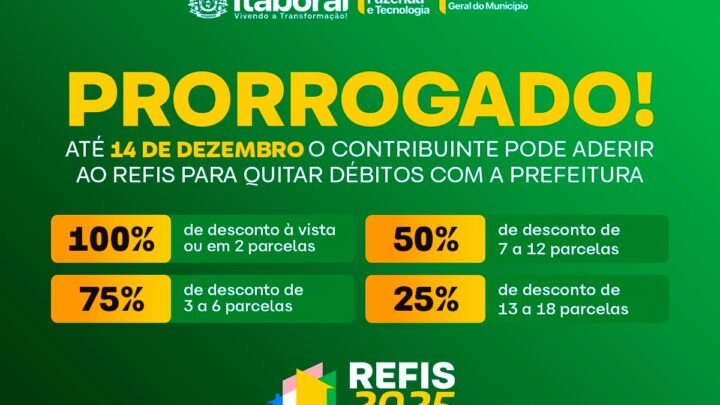 Prefeitura de Itaboraí prorroga prazo do REFIS 2025 até 14 de dezembro